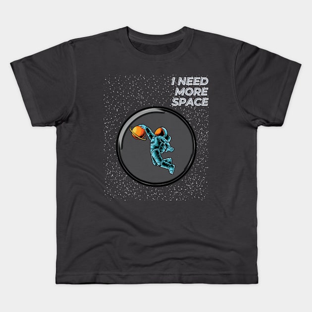 Funny Basketball Astronaut Art Design Pun Kids T-Shirt by mieeewoArt